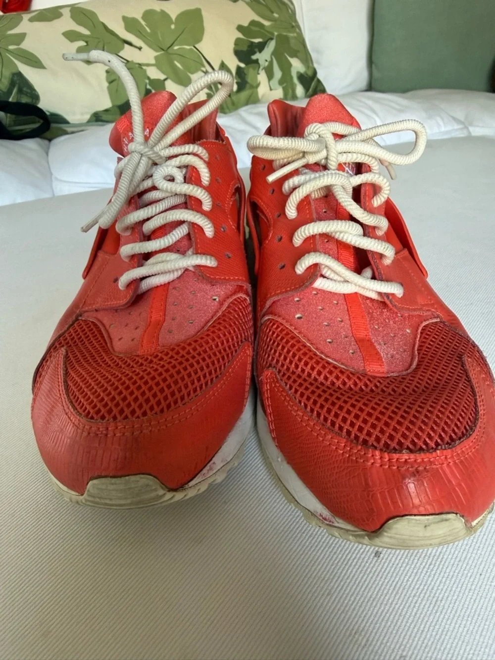 Nike Red Lace-Up Running Shoe with White Accents